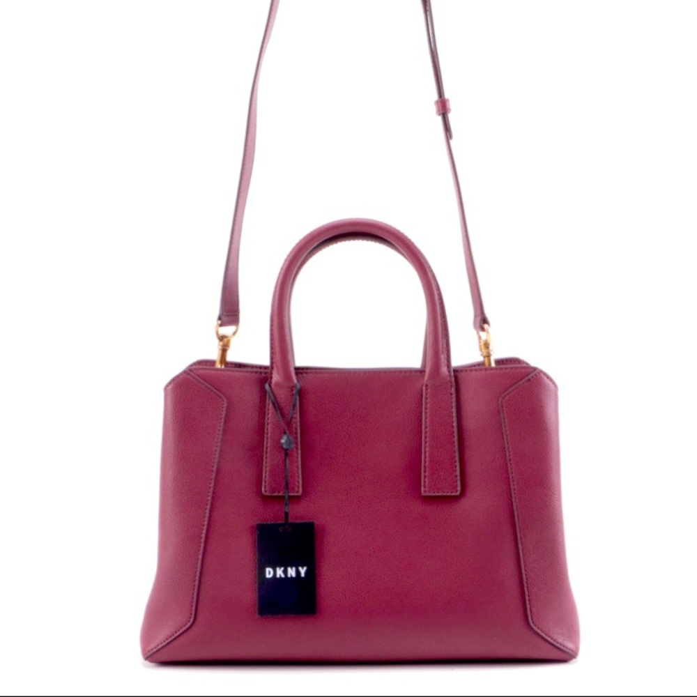 DKNY NWT Leather Studded 2-way Burgundy Purse